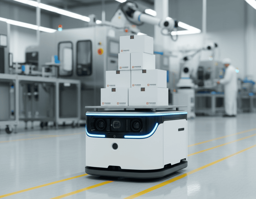 Kolaborasi Cobot dan AGV